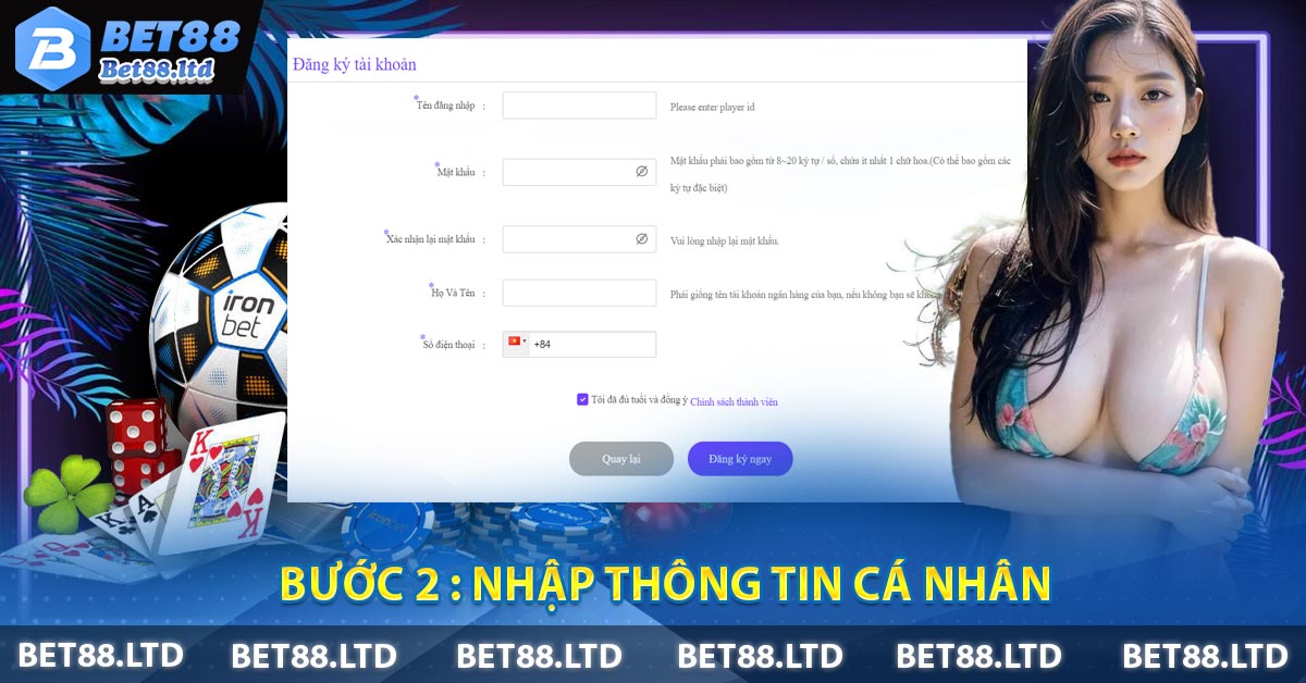Bước 2 : Nhập thông tin cá nhân