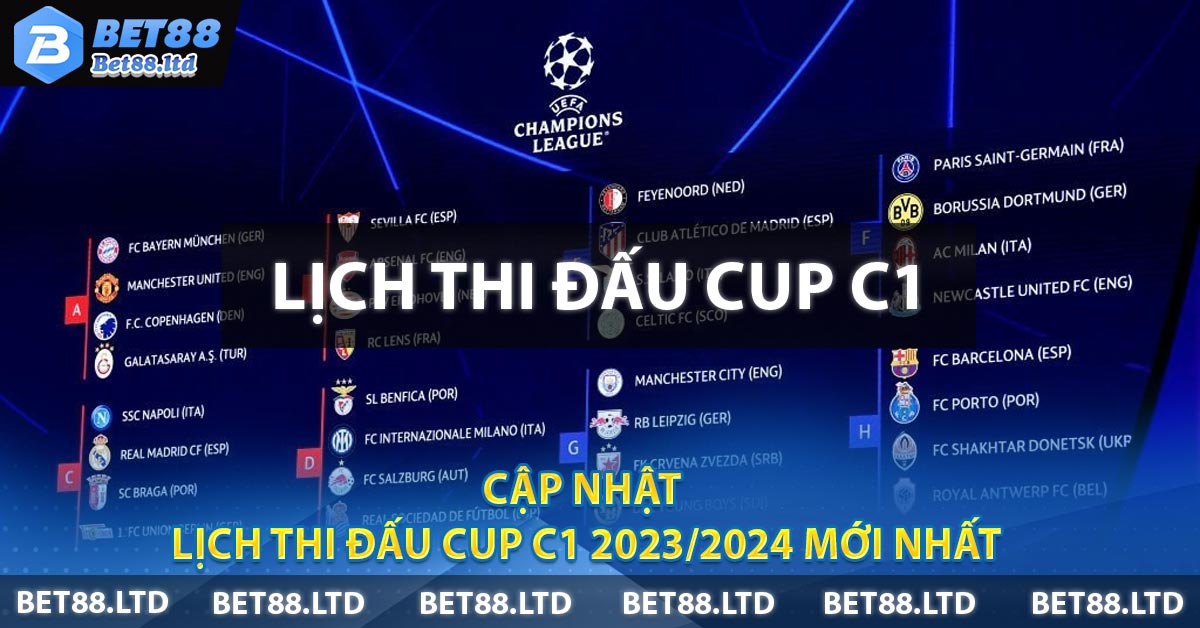 Cập nhật Lịch Thi Đấu Cup C1 2023/2024 mới nhất